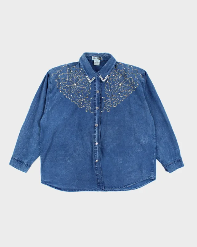 Vintage Club Z Denim Beaded Shirt - XXL sold by Rokit