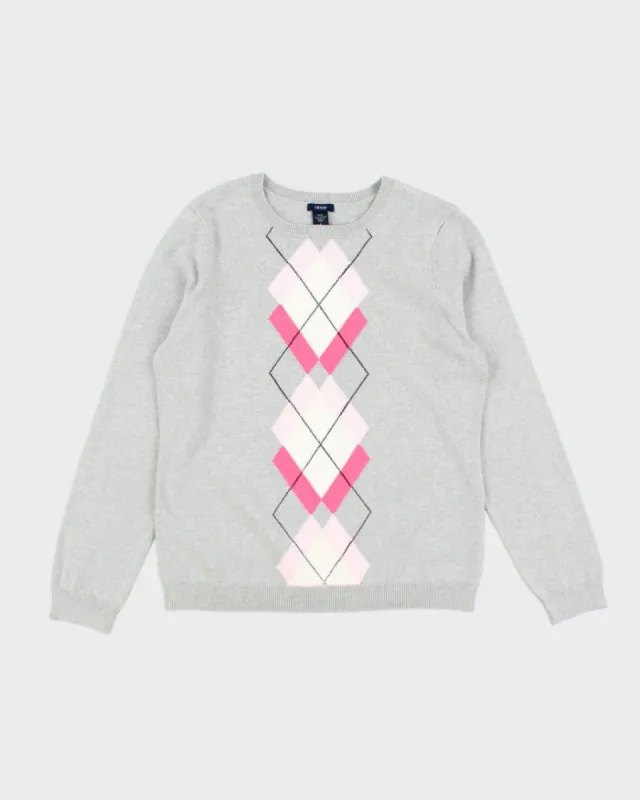 Izod Argyle Knit Jumper - L made by Izod