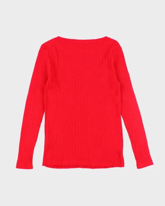 Tommy Hilfiger Red Knit Jumper - M sold by Rokit product image thumbnail 2