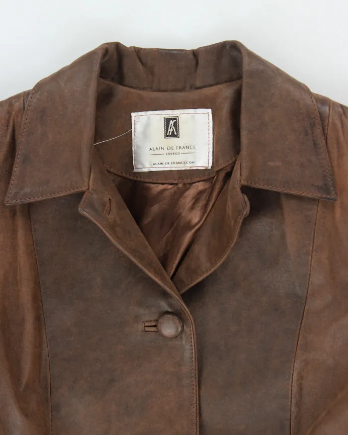 Vintage Alain De France Brown Leather Jacket - S sold by Rokit product image thumbnail 3