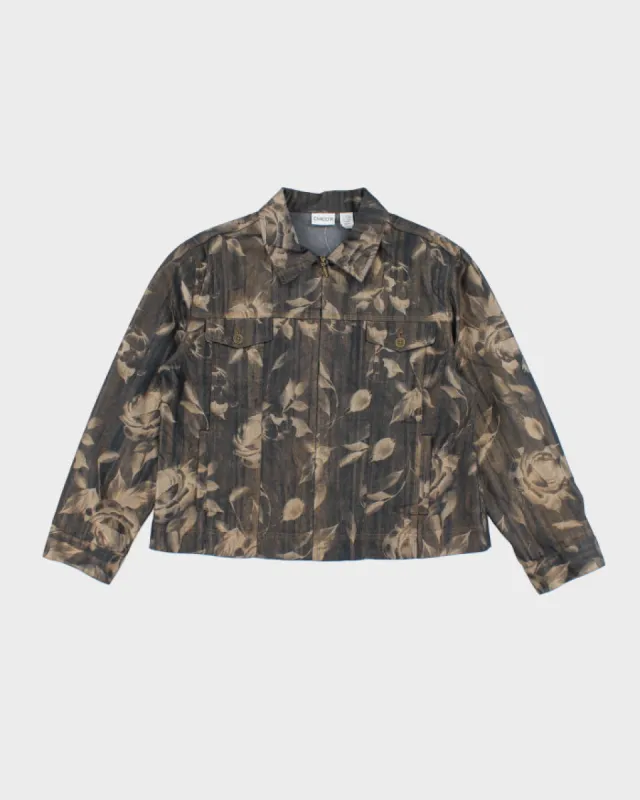 Vintage Women's Y2K Chico's Zip Up Patterned Harrington Jacket - XS sold by Rokit