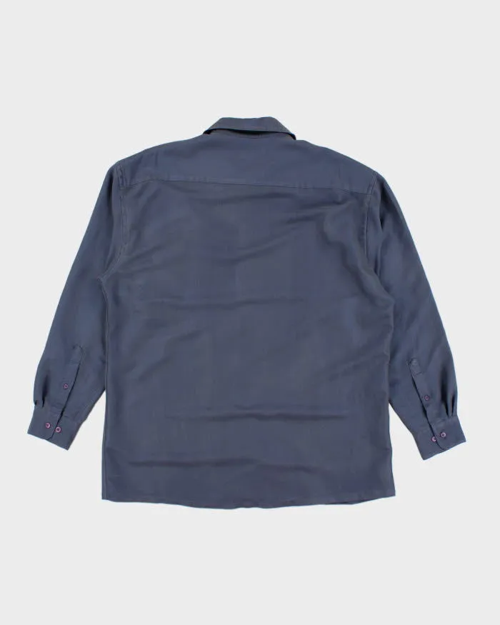 Vintage 90s Pierre Cardin Blue Iridescent Shirt - L sold by Rokit product image thumbnail 2