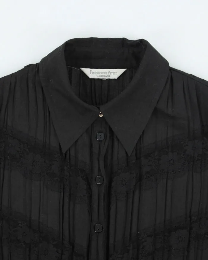 Vintage 90s Lace Pleated Black Shirt - L sold by Rokit product image thumbnail 3
