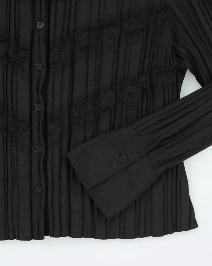 Vintage 90s Lace Pleated Black Shirt - L sold by Rokit product image thumbnail 4