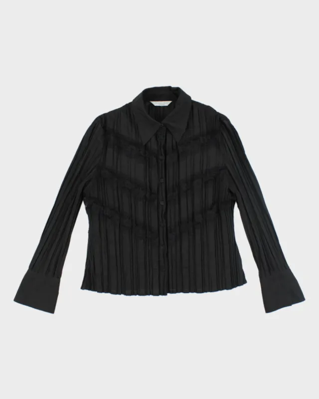 Vintage 90s Lace Pleated Black Shirt - L sold by Rokit