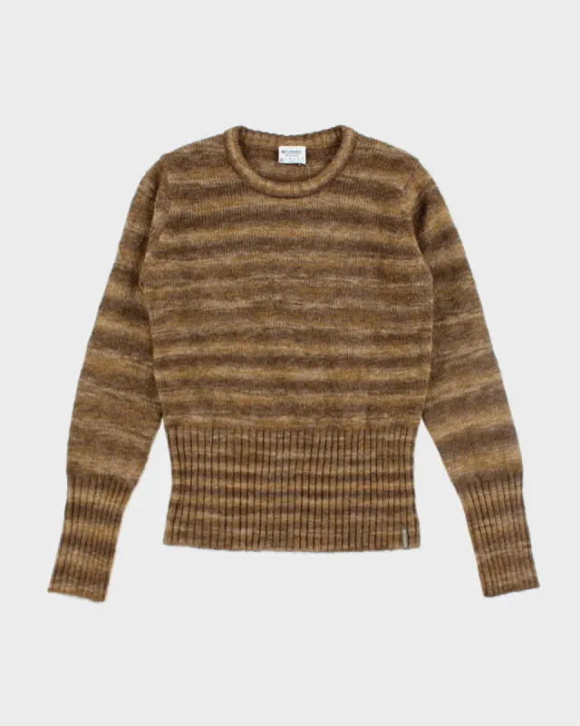 Vintage Columbia Brown Striped Knit Jumper - L sold by Rokit