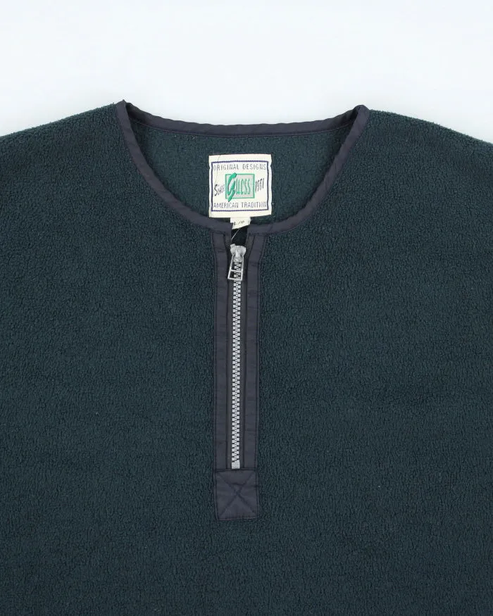 Vintage 90's Guess Collarless Quarter Zip Fleece - L sold by Rokit product image thumbnail 3