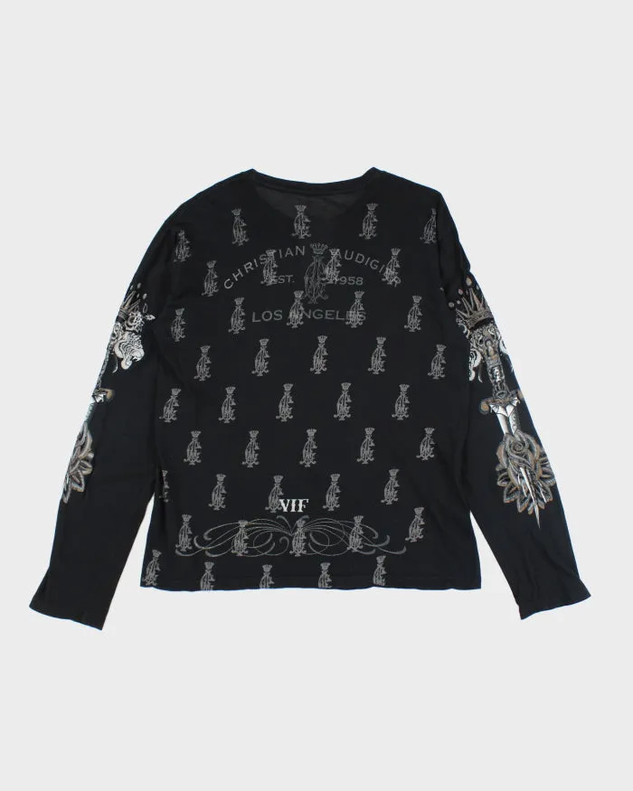 Vintage Y2K Christian Audigier Gothic Long Sleeve T-Shirt - S sold by Rokit product image thumbnail 2