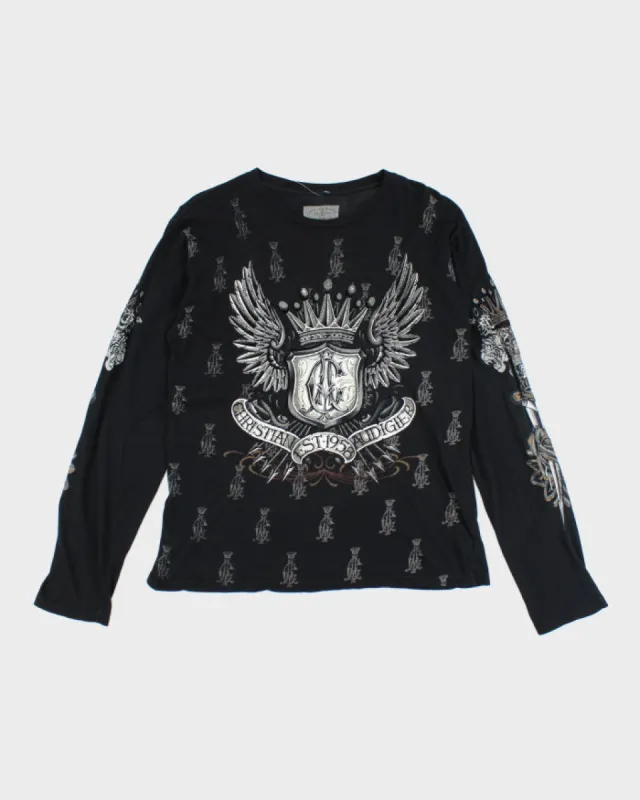 Vintage Y2K Christian Audigier Gothic Long Sleeve T-Shirt - S sold by Rokit