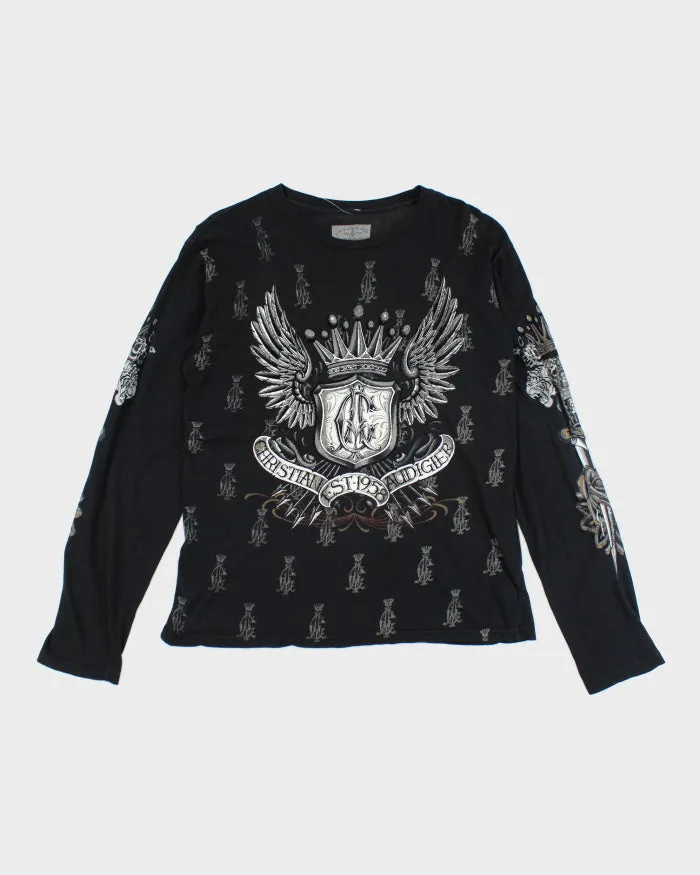 Vintage Y2K Christian Audigier Gothic Long Sleeve T-Shirt - S sold by Rokit