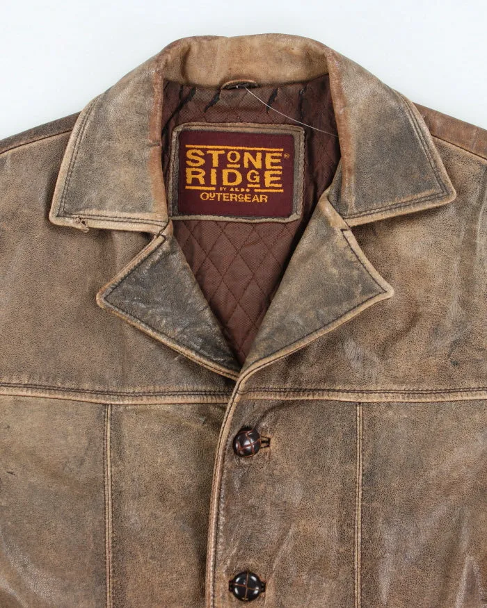 Vintage 90's Heavyweight Double Breasted Leather Jacket - L sold by Rokit product image thumbnail 3