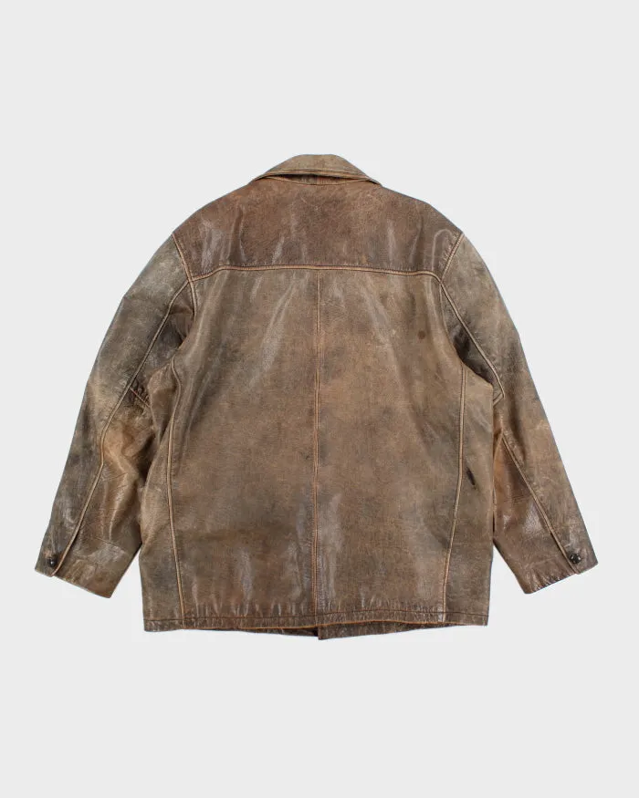 Vintage 90's Heavyweight Double Breasted Leather Jacket - L sold by Rokit product image thumbnail 2