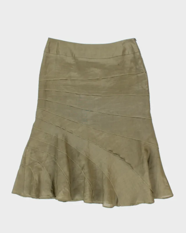 Y2k 00s Gilani Khaki Tiered Skirt - M sold by Rokit
