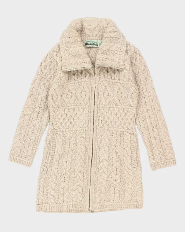 Vintage Aran Crafts Merino Wool Zip-up Knit Cardigan - XS sold by Rokit