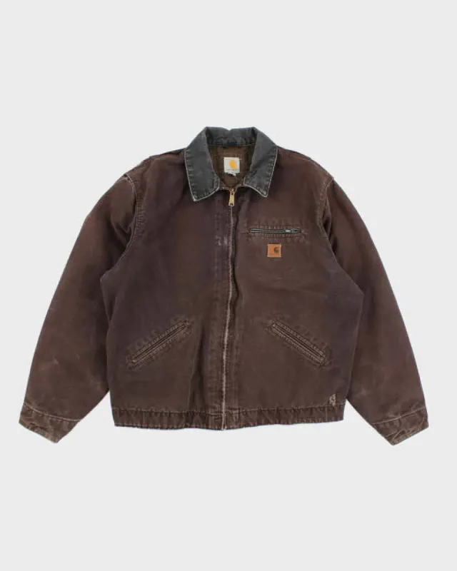 Vintage 90s Carhartt Brown Fleece Lined Workwear Detroit Jacket - XL sold by Rokit