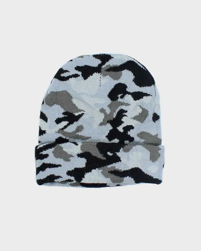 Y2k 00s Camouflage Blue Beanie sold by Rokit