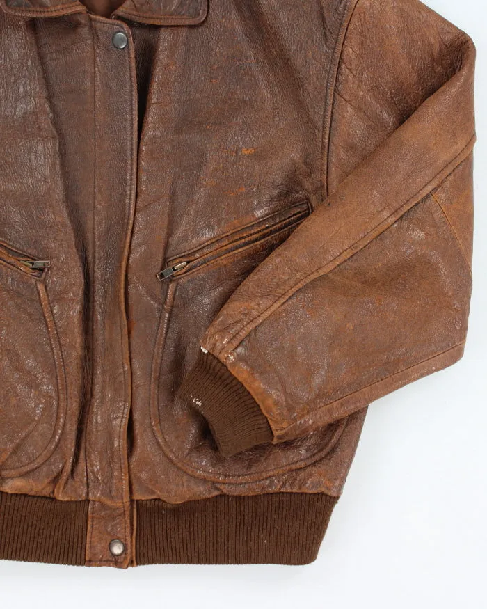 Vintage Brown Leather Jacket - M sold by Rokit product image thumbnail 4