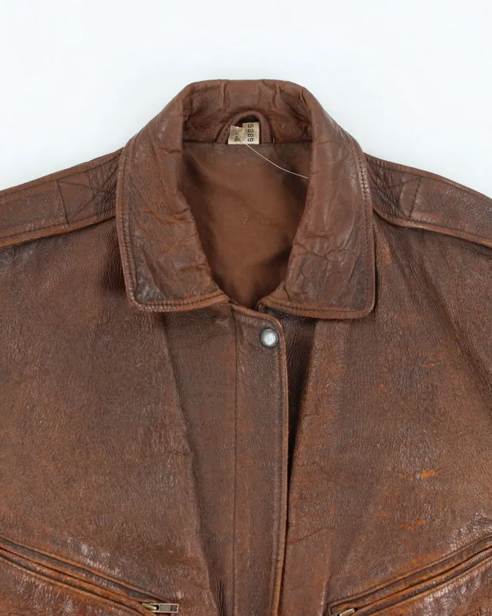 Vintage Brown Leather Jacket - M sold by Rokit product image thumbnail 3