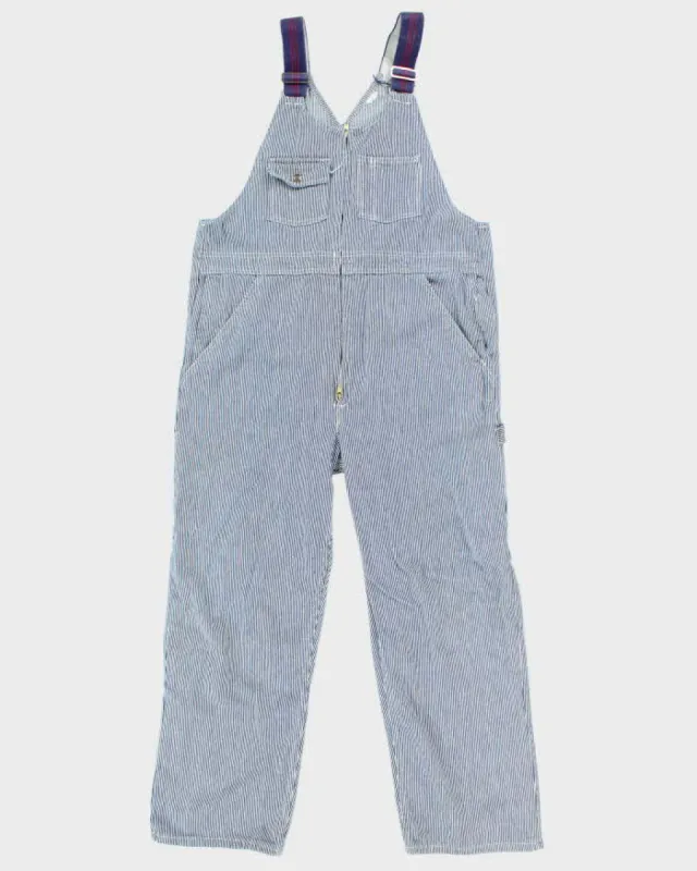 Vintage 80's Pin Stripe Wide Leg Pin Striped Dungarees - W36 L28 sold by Rokit