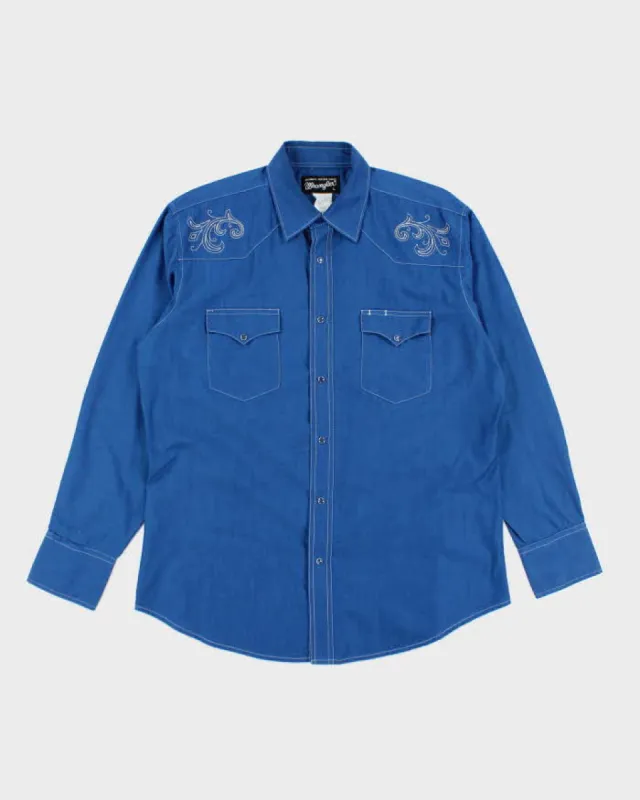 Vintage 80's Wrangler Western Snap Button Shirt - L sold by Rokit