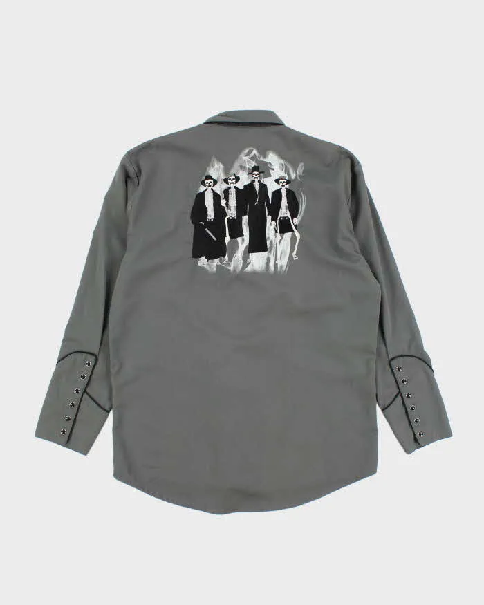 Vintage 90's Gothic Embroidered Western Snap Button Shirt - M sold by Rokit product image thumbnail 2