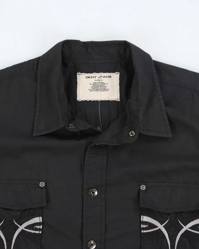 Vintage Y2K DKNY Tribal Embroidered Snap Button Shirt - XL sold by Rokit product image thumbnail 3