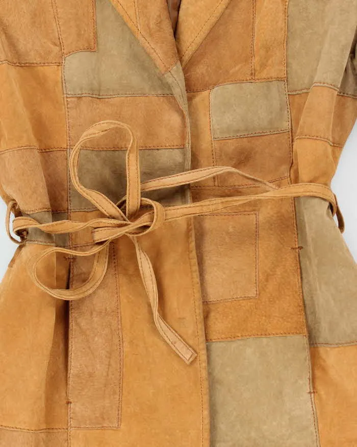 Vintage 90s Le Chateau Warm Brown Suede Belted Patchwork Coat - M sold by Rokit product image thumbnail 4