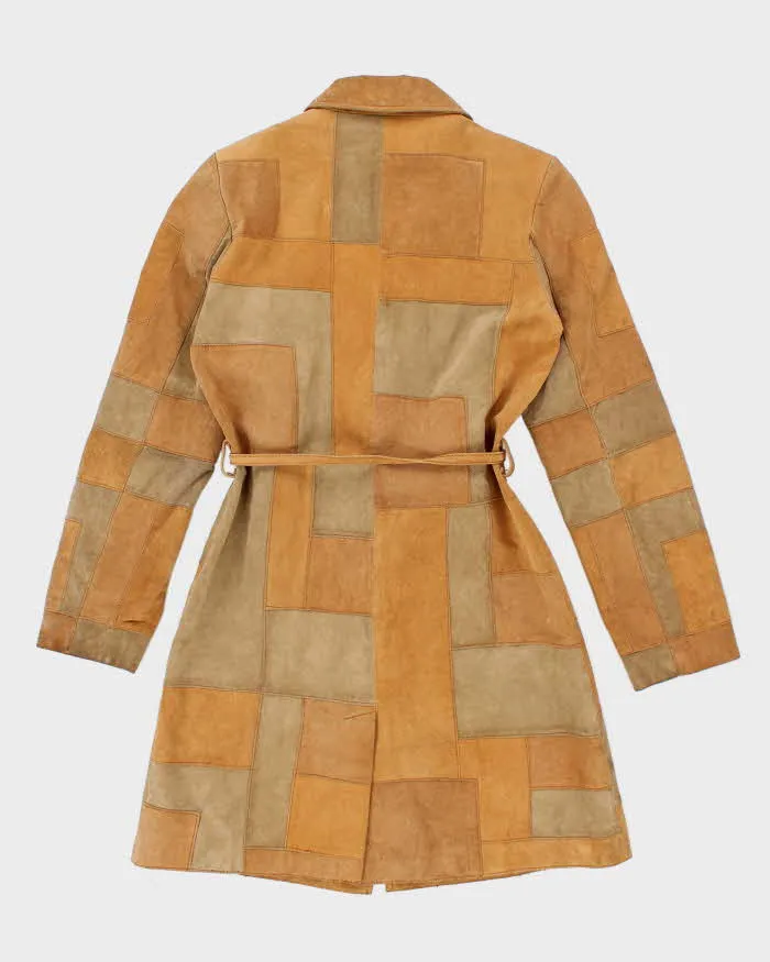 Vintage 90s Le Chateau Warm Brown Suede Belted Patchwork Coat - M sold by Rokit product image thumbnail 2