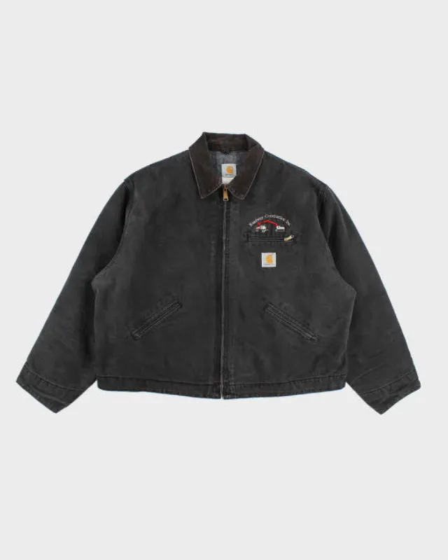 Vintage 90s Carhartt Faded Black Fleece Lined Workwear Detroit Jacket - XXXL made by Carhartt