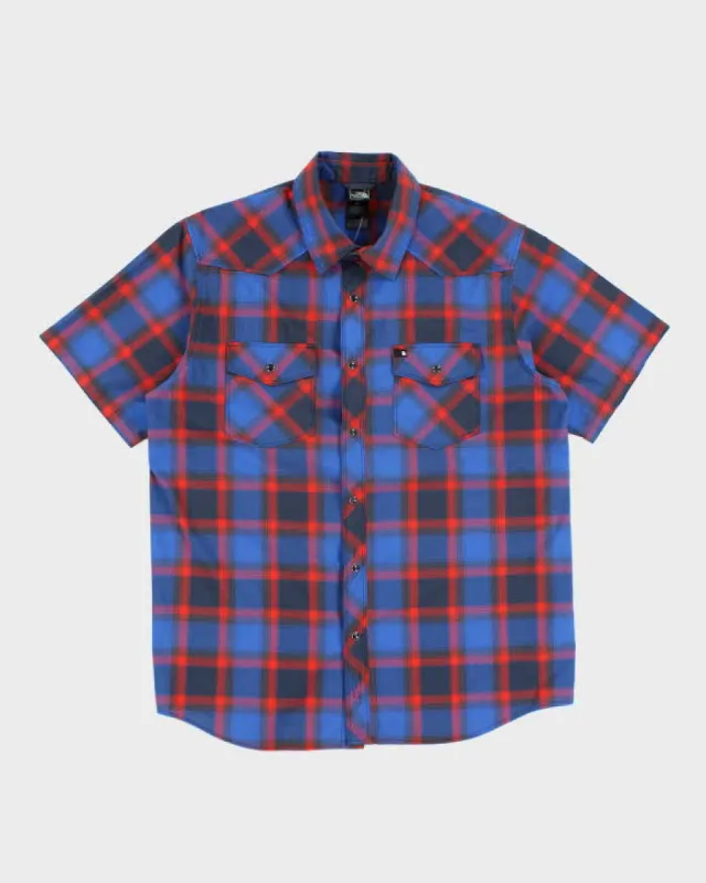 Vintage The North Face Plaid Short Sleeve Snap Button Shirt - M made by The North Face
