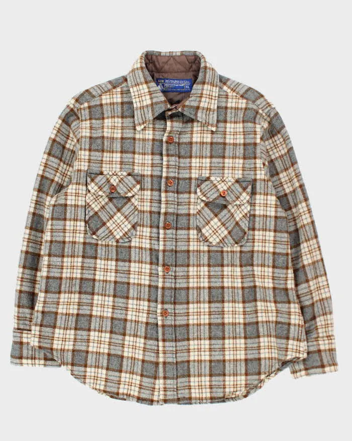 Vintage 80's Brown Plaid Wool Shirt - XL sold by Rokit