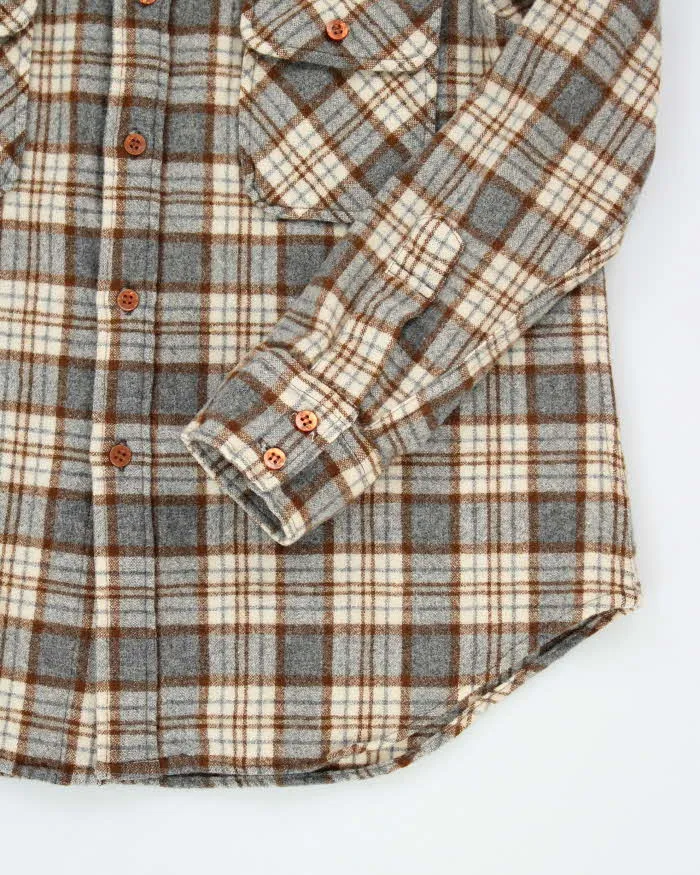 Vintage 80's Brown Plaid Wool Shirt - XL sold by Rokit product image thumbnail 4