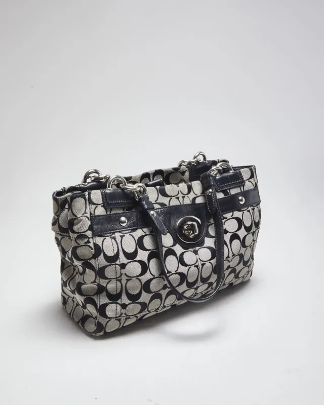 Coach Black and Grey Monogram Handbag sold by Rokit