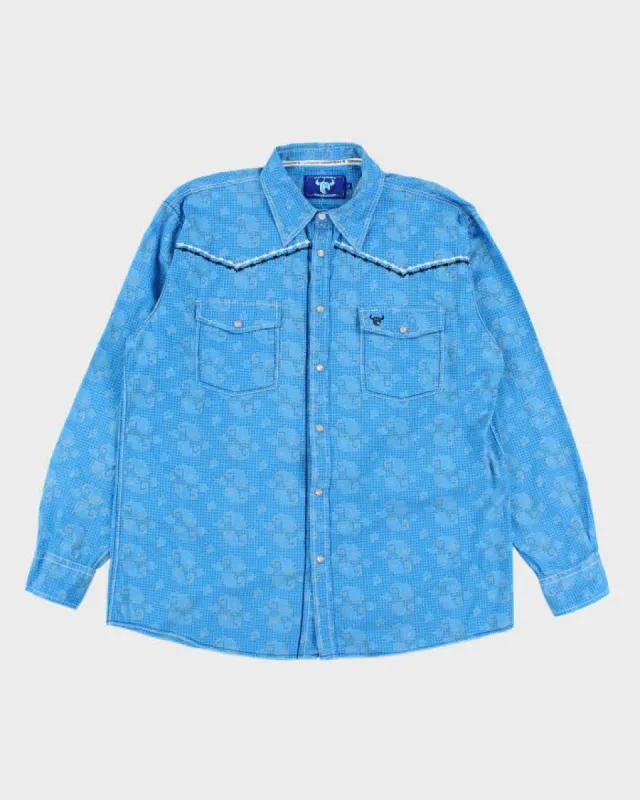 Vintage 90's Patterned & Embroidered Western Snap Button Shirt - L sold by Rokit