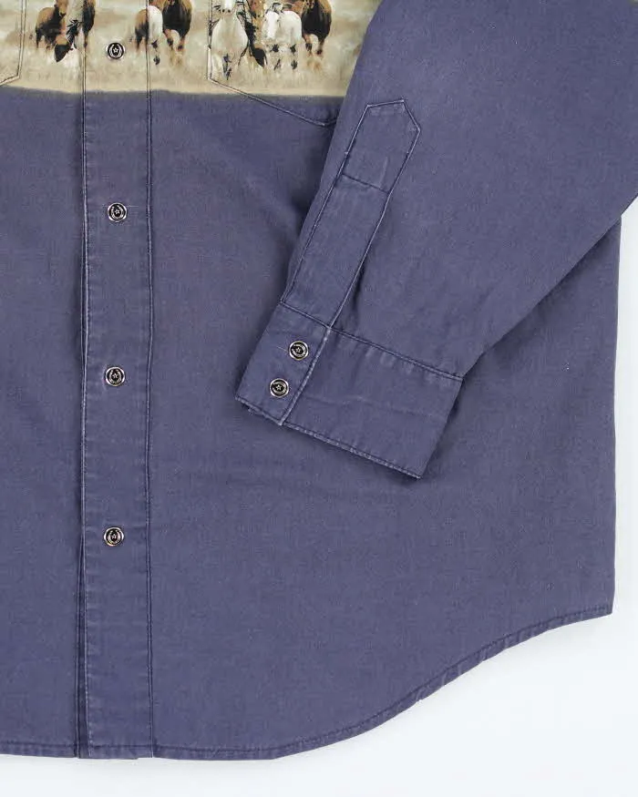 Vintage 90's Cowboy Graphic Western Snap Button Shirt - L sold by Rokit product image thumbnail 4