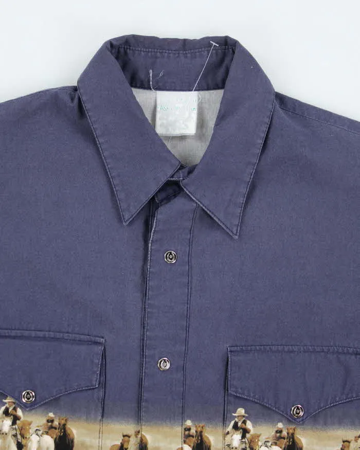 Vintage 90's Cowboy Graphic Western Snap Button Shirt - L sold by Rokit product image thumbnail 3