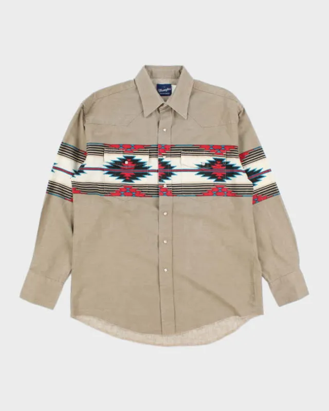 Vintage 90's Wrangler Patterned Western Snap Button Shirt - L made by Wrangler