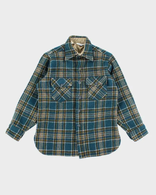 Vintage Woolrich Blue Plaid Wool Button Up Shirt - M sold by Rokit