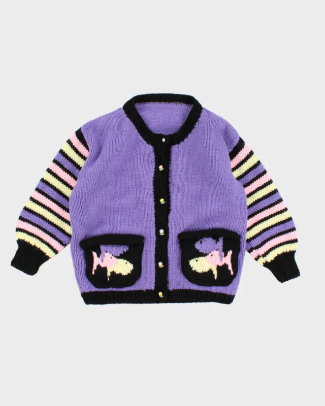 Vintage Women's Hand knit Bright Cardigan - XS sold by Rokit