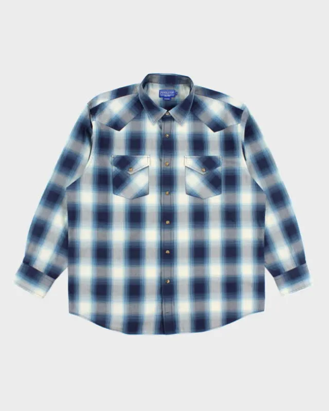 Vintage 2000's Pendleton Blue Plaid Snap Button Western Shirt - XL sold by Rokit