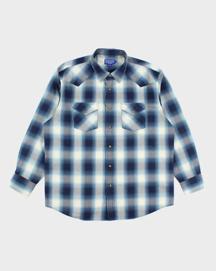 Vintage 2000's Pendleton Blue Plaid Snap Button Western Shirt - XL sold by Rokit