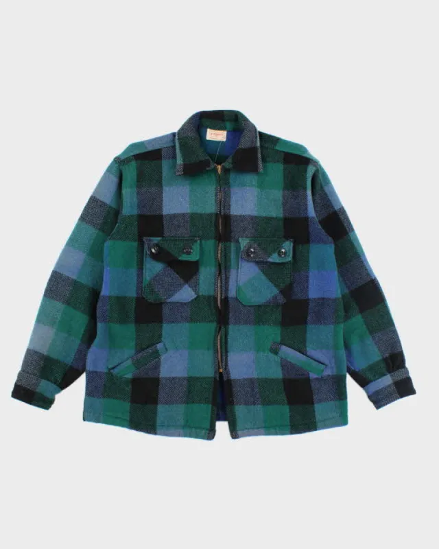 Vintage 80's Heavyweight Zip Up Flannel Shirt Jacket - M sold by Rokit