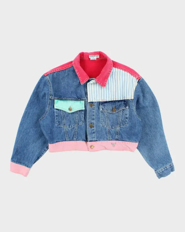 Vintage 90's Women's Guess Cropped Patterned Denim Jacket  - L sold by Rokit
