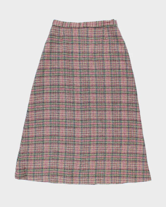 Vintage 1970s Pink Plaid Wool Maxi Skirt - M sold by Rokit