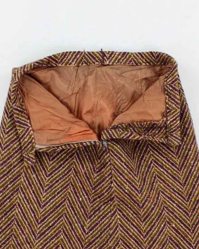 Vintage 1960s Green And Purple Wool Skirt - S sold by Rokit product image thumbnail 3