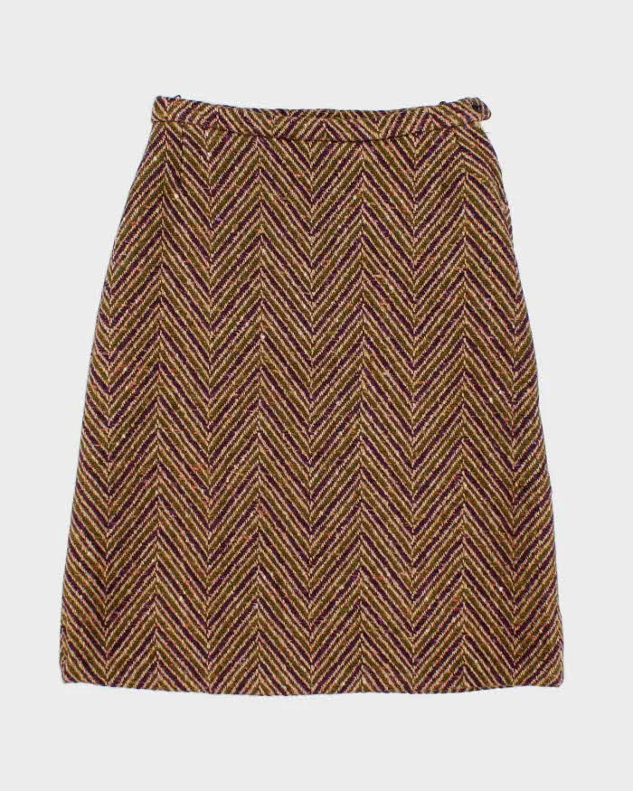 Vintage 1960s Green And Purple Wool Skirt - S sold by Rokit