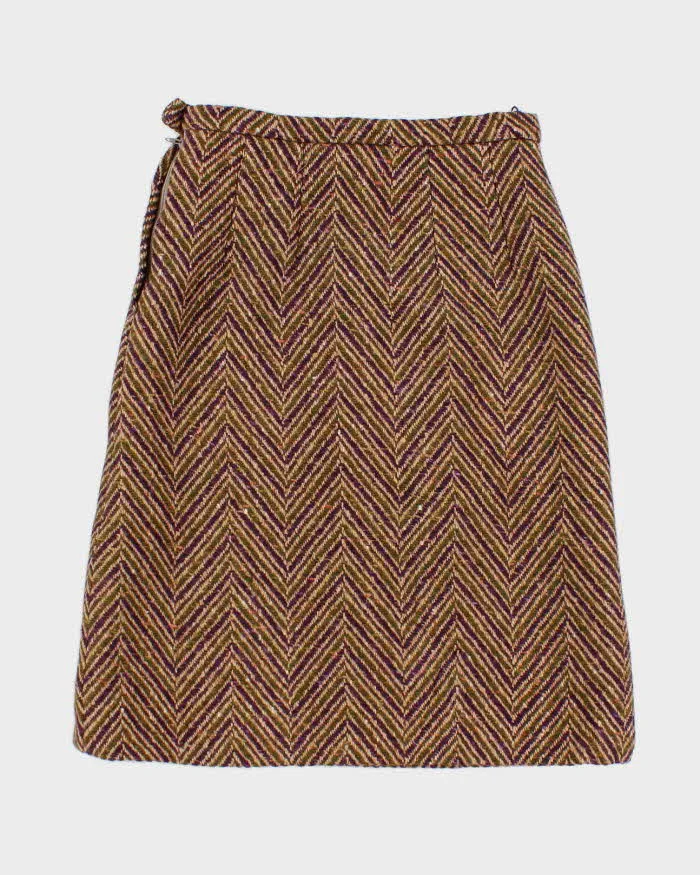 Vintage 1960s Green And Purple Wool Skirt - S sold by Rokit product image thumbnail 2