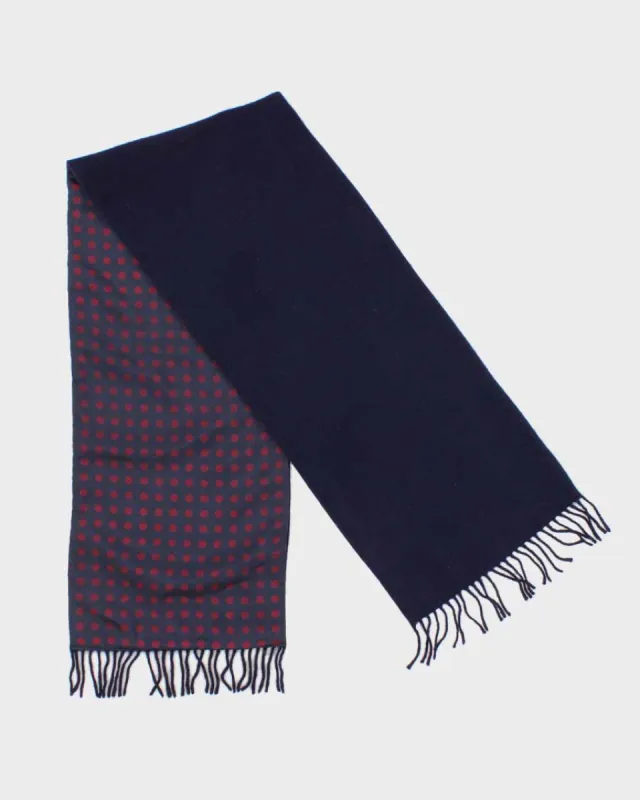 Navy Double Sided Lambswool and Silk Polka Dot Scarf sold by Rokit
