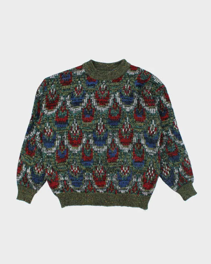 Vintage 90's Philippe Derry Patterned Chunky Wool Blend Jumper - L sold by Rokit