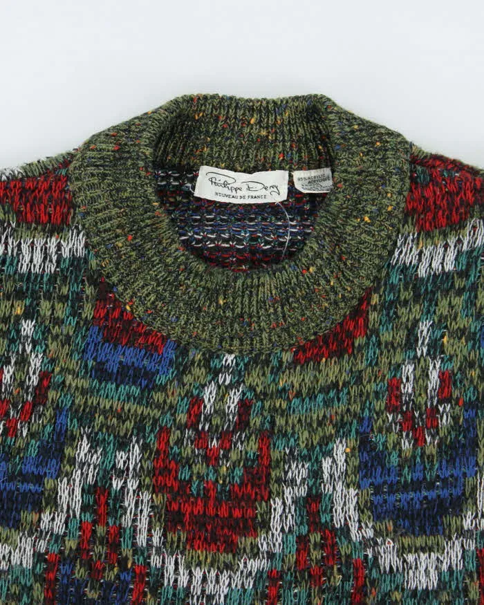 Vintage 90's Philippe Derry Patterned Chunky Wool Blend Jumper - L sold by Rokit product image thumbnail 3